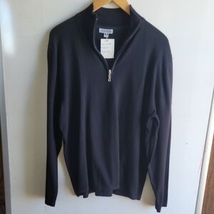 Elegant Edward Men's Black 1/4 Zip-Up Sweater, Sz Large